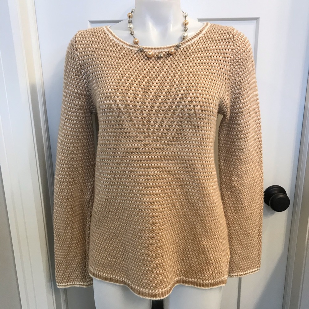 J Crew Tan White Wool Blend Sweater